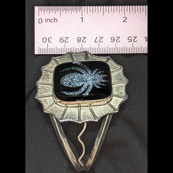 Large Majestic Silver & Black Spider HALLOWEEN Sterling Silver Dichroic Bracelet - Picture 13 of 13